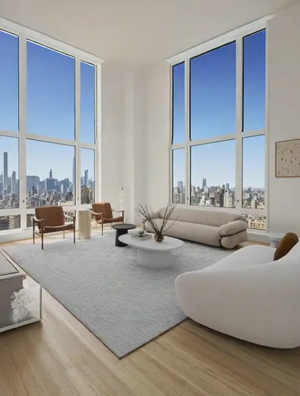 A white painted house in focus